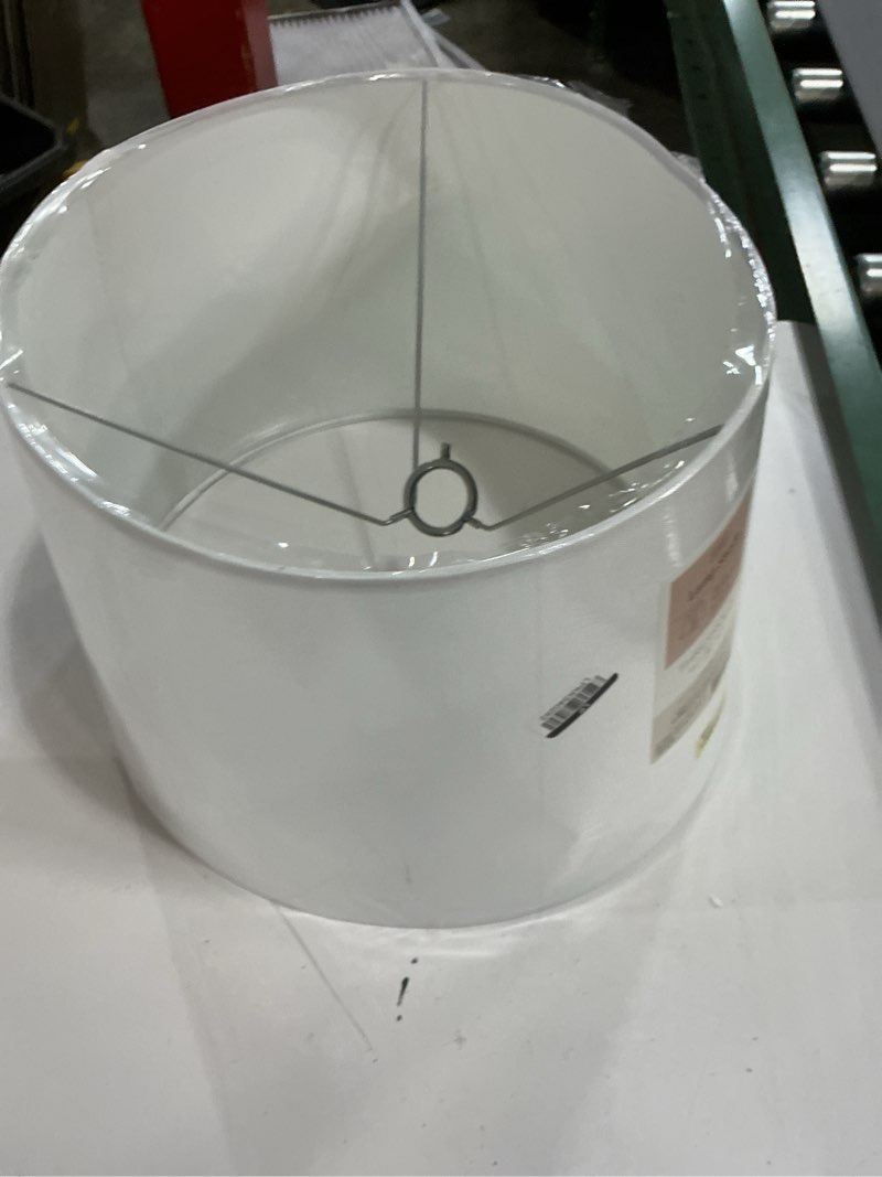 Condition photo showing As Is for drum linen lamp shade white large - threshold™: slip uno fitter, plain weave texture, no assembly required