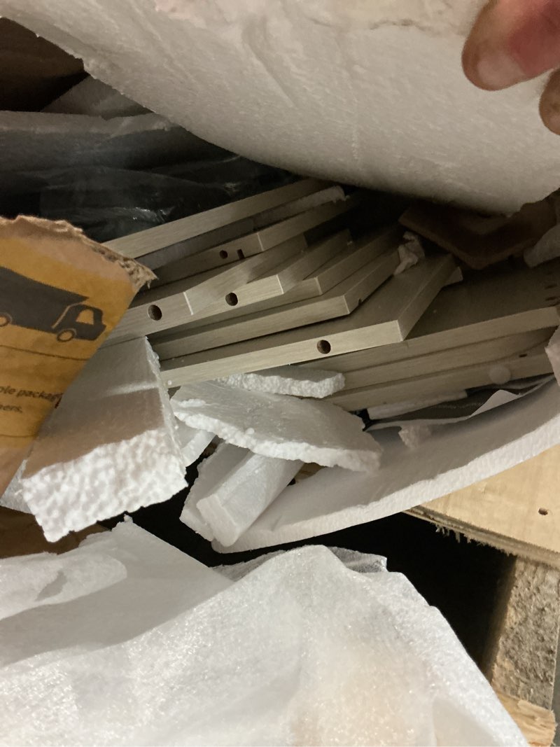 Condition photo showing As Is for dwvo queen size bed frame with bookcase headboard and 4 storage drawers, rgb led bed frame with type-c & usb charging station storage headboard bed, no box spring needed, noise free, antique white antique white queen