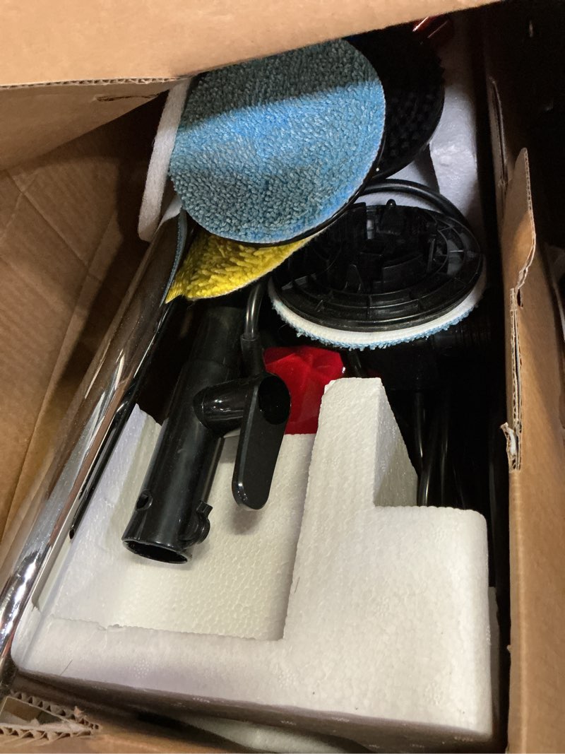 Condition photo showing As Is for ewbank ep170 complete cleaner, washer, scrubber, scourer, and polisher, interchangeable brushes and pads multi-use floor machine, 2200 rpm, lightweight, red, 8 pound