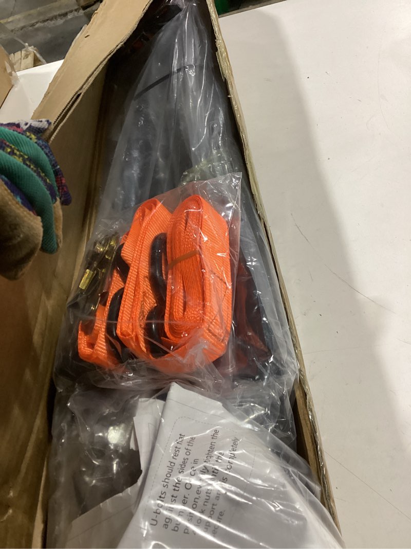 Condition photo showing As Is for OUTPRIZE RV Tote Tank Carrier, Heavy Duty Steel RV Bumper Mount Tote Tank Holder with 2 Ratchet Straps, Fit 4" and 4.5" Bumper