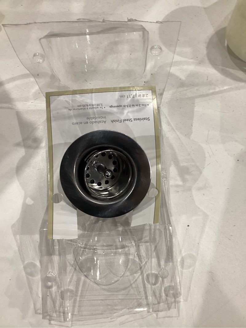 Condition photo showing Good Condition for nipoko sink drain strainer - sink stopper, 3-in-1 kitchen stainless steel drain plug with anti-clog basket, pop-up cover fits standard 3-1/2” openings for double bowl kitchen sinks