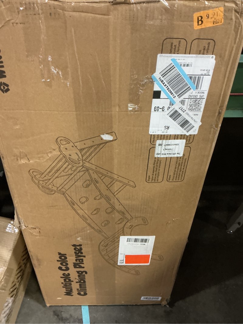 Condition photo showing New/Like New for wingyz 8-in-1 Pikler Triangle Set-Foldable Baby Climbing Toys with Cushion, Arch, Ramp & Ladder | Montessori Toddler Climber Indoor Jungle Gym for Kids (Blue)