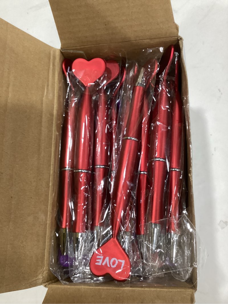 Condition photo showing New/Like New for Spakon 48 Pieces Heart Shaped Valentine's Day Pens Heart Ballpoint Spin Office Pens 1 mm Black Gel Ink Rollerball Party Favor for Party Supply(Red, Pink, Purple,XOXO, LOVE) Red, Pink, Purple XOXO, LOVE