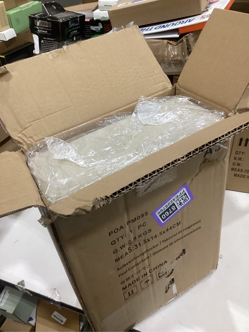 Condition photo showing New/Like New for BRIAN & DANY Small Foot Stool, Linen Foot Stools with Legs, Stable Small Footstool for Living Room, Beige Beige, Linen