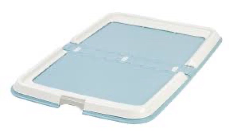 IRIS USA Pee Pad Holder - For Large Sized Puppy and Puppy Training Pads, Secured Latches, Non-Skid Feet, High Polish Finish for Easy Cleaning, Leak Protection, Fits 28\"x 34\" Pad or Larger, Square, Blue 