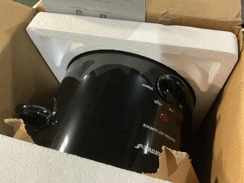 Condition photo showing Good Condition for Elite Gourmet MST-350B Electric Slow Cooker, Adjustable Temp, Entrees, Sauces, Stews & Dips, Dishwasher Safe Glass Lid & Crock (3 Quart, Black) 3 Quarts