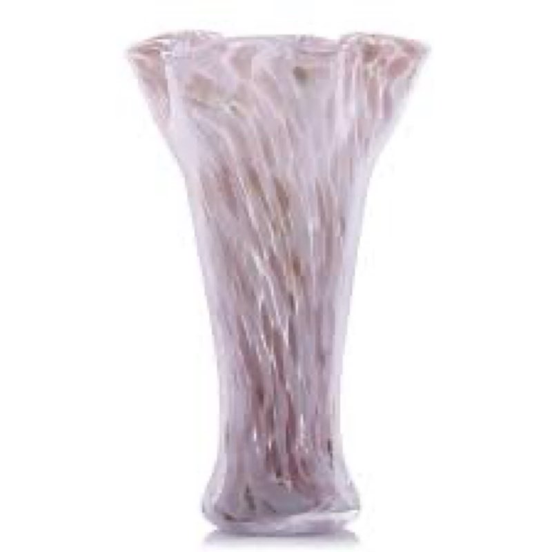 9.0" H Pink Glass Vases for Flowers, Unique Hand Blown Glass Vase Pink Home Decor, Wide Mouth Colorf