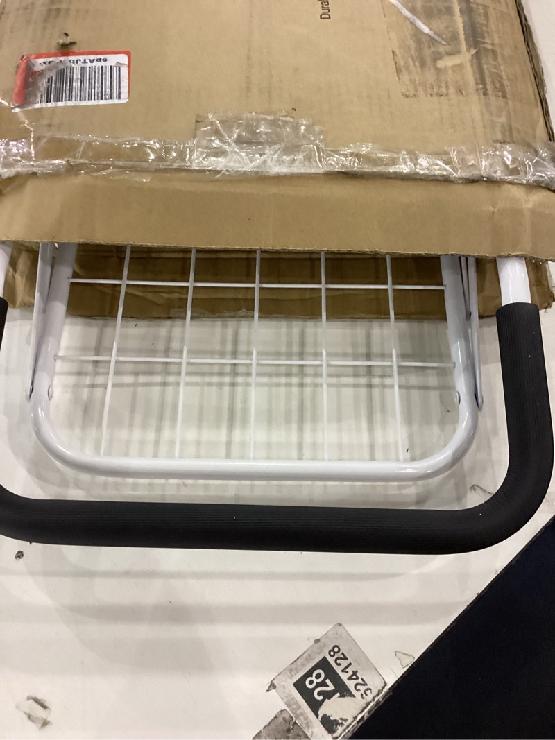 Condition photo showing Good Condition for Whitmor Folding Utility Shopping Cart with Wheels, Heavy Duty Metal Grocery Cart, Portable Foam Handle, Rolling Collapsible Trolley for Groceries, Laundry, Storage, White