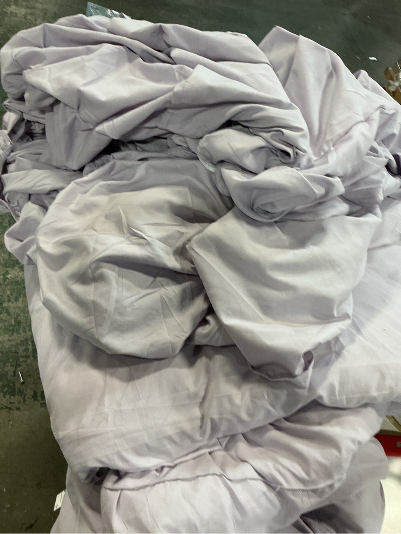 Condition photo showing As Is for CozyLux Queen Comforter Set Dusty Purple, 7 Pieces Bed in a Bag Queen Comforter Set with Sheets, Bedding Sets with Down Alternative Comforter, Fitted Sheet, Flat Sheet, Pillow Shams and Pillowcases Dusty Purple Queen