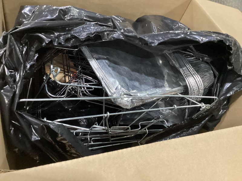 Condition photo showing As Is for alpha living 6 pack - disposable chafing dish buffet set, half size pans, welded body food warmers for parties, fuel cans complete set, warming trays complete kit (with racks)