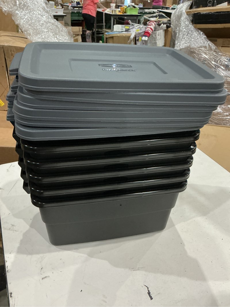 Condition photo showing Good Condition for rubbermaid roughneck tote 3 gal storage container  black/gray (6 pack)