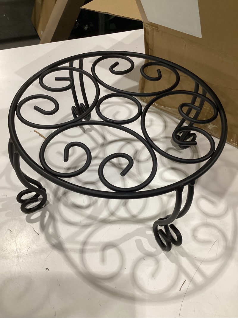 Condition photo showing New/Like New for treezitek 2 pack heavy duty iron plant stand, 11.8'' diameter, 6'' tall, black, powder coated, round, sturdy & stable, indoor/outdoor, no assembly required