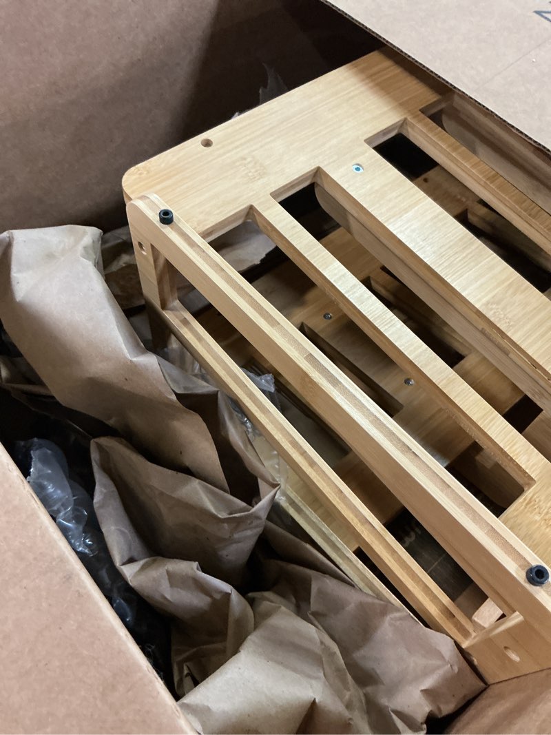 Condition photo showing As Is for 4 Tier Wooden Tray Dividers for Cabinets, Kitchen Vertical Baking Sheet Organizer, Storing Pans, Baking Trays, Cutting Board 16.7" W x 8.9" H x 12.4" D