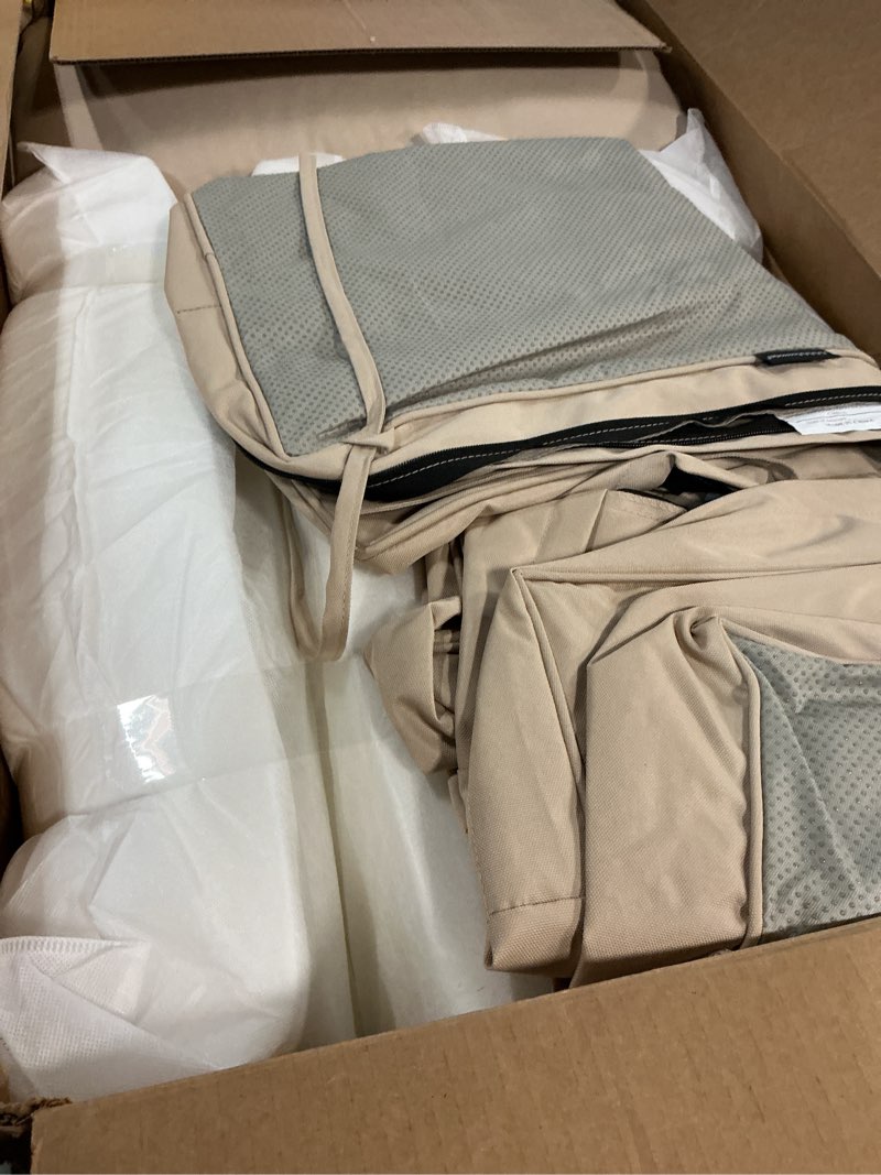 Condition photo showing Good Condition for aaaaacessories outdoor seat cushions for chairs, fade-resistant, waterproof patio furniture replacement cushions, 25.5" x 25.5" x 5" + 25.5" x 13.5", set of 2, beige beige 25.5"x25.5"x5" / 25.5"x13.5"