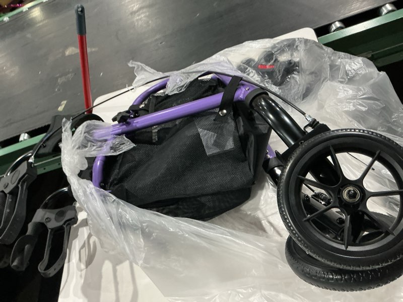 Condition photo showing As Is for walk mate 3 wheel rollator walker with seat for slim seniors, padded backrest lightweight foldable travel walker ideal for elderly, 8 inch tri-wheel modern mobility walking aid aluminum, purple