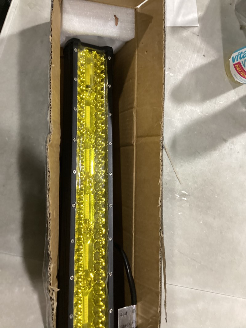 Condition photo showing As Is for (similar to )nilight 20 inch 420w led light bar yellow triple row flood spot combo 42000lm driving boat led off road lights with 12v on/off 5 16awg wiring harness kit, 2 years warranty