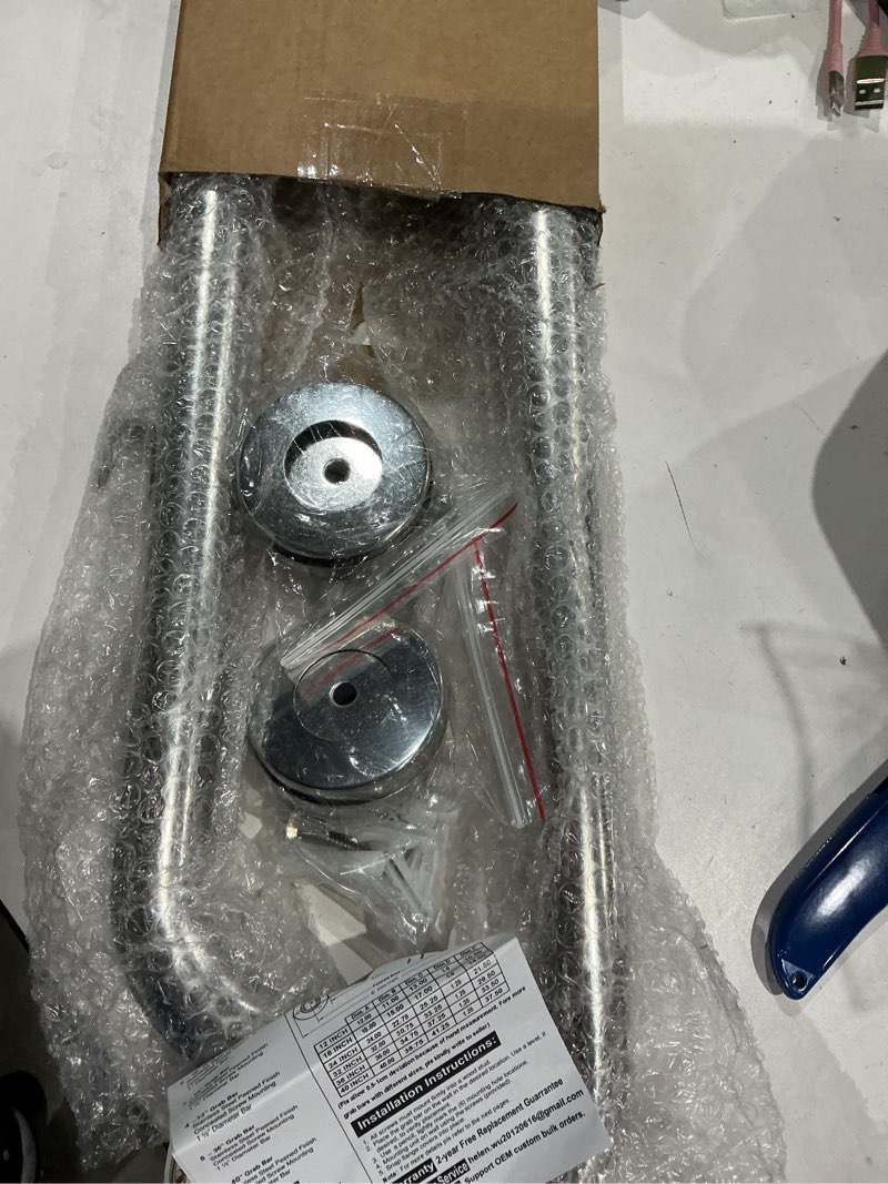 Condition photo showing Good Condition for 2 pack 24 inch shower grab bar, imomwee chrome stainless steel bathroom grab bar handle, bathroom shower balance bar,safety hand rail support,handicap elderly senior assist bath handle(1.25" diameter) 24 inch chrome