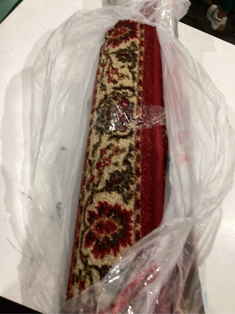 Condition photo showing Good Condition for ottomanson hallway runner rug 2'7" x 9'6" non slip oriental area rugs easy to clean laundry rug runner durable & pet friendly floor carpet runners for hallways entryway living room kitchen, red oriental red/beige 2'7" x 9'6" (runner)