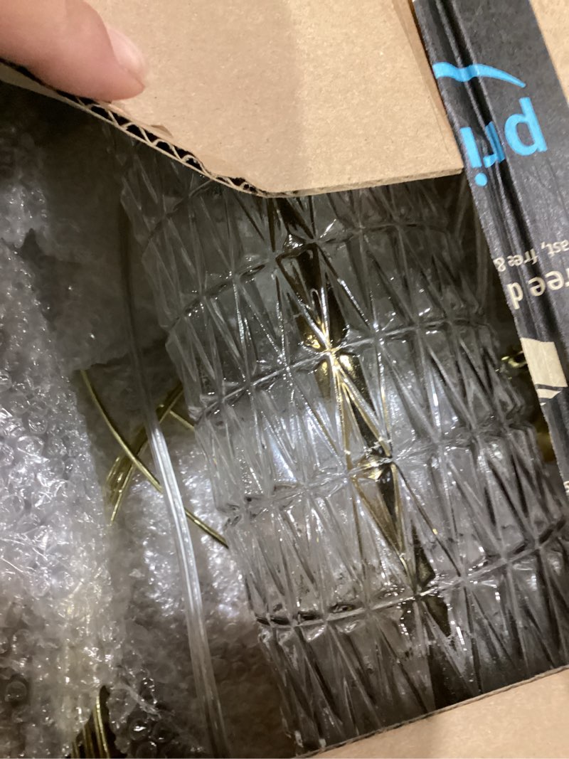 Condition photo showing As Is for Oneach 27.75" Modern Table Lamps Set of 2, Gold Bedside Lamp with Crystal Nightlight, USB A+C, Black Grid Shade, Unique Desk Lamps for Living Room, Bedroom, Nightstand, End Table (2 Bulbs Included) Gold - Black Shade