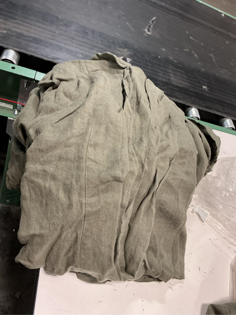 Condition photo showing As Is for european linen sheet set, twin xl, dusty olive