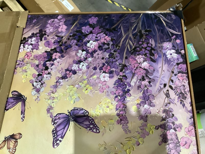 Condition photo showing Good Condition for yiijeah 48x24 Inches Poster Frame Wall Art - Purple Lavender Butterfly Picture Artwork Wall Decor for Bedroom Living Room Office Home Decoration 48"L x 24"W Purple Orange