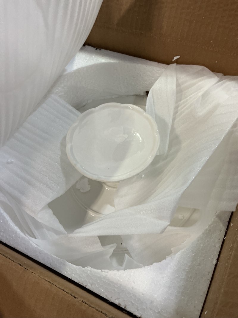Condition photo showing Good Condition for 12" white cake stand for 10" cake, porcelain cake plate, cake pedestal stand, round dessert stand, wedding cake stand for party, birthday, baby shower, christmas, mother's day, home decorating cake display stand 12 inch (for up to 10" cake)