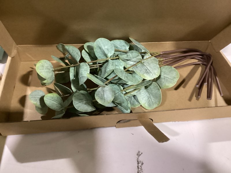 Condition photo showing New/Like New for 6pcs Real Touch Artificial Faux Eucalyptus Stems Dual-Sided Lifelike Leaves Fake Eucalyptus Greenery Plants for Wedding Flower Arrangement Centerpiece Bouquet Home Office Decor(Gray Green)