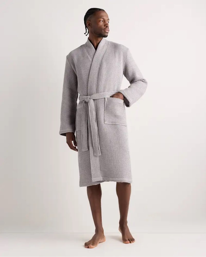 grey organic turkish waffle robe small