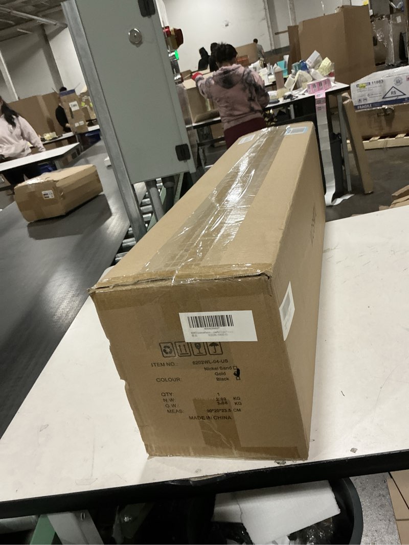 Condition photo showing Good Condition for WOSHITU Bathroom Vanity Light Fixtures: 23.3 Inch Modern Brushed Gold Bathroom Light Fixtures Over Mirror with Clear Glass Shade, 3-Light Bathroom Lights Above Mirror Brushed Gold 3-light