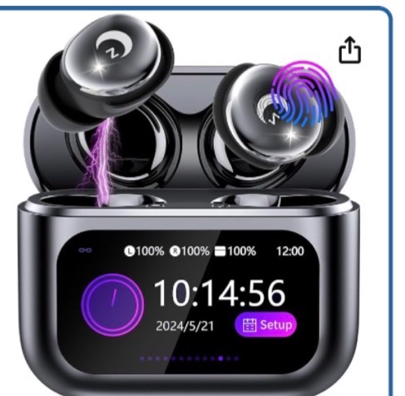 vekj sleep earbuds bluetooth 5.4 in ear smart touch screen ear buds, 48h playtime mini sleep headphones small design for side sleepers, 5 eq modes, crystal-clear calls, ipx7 waterproof earphones black ( model l8 pro )