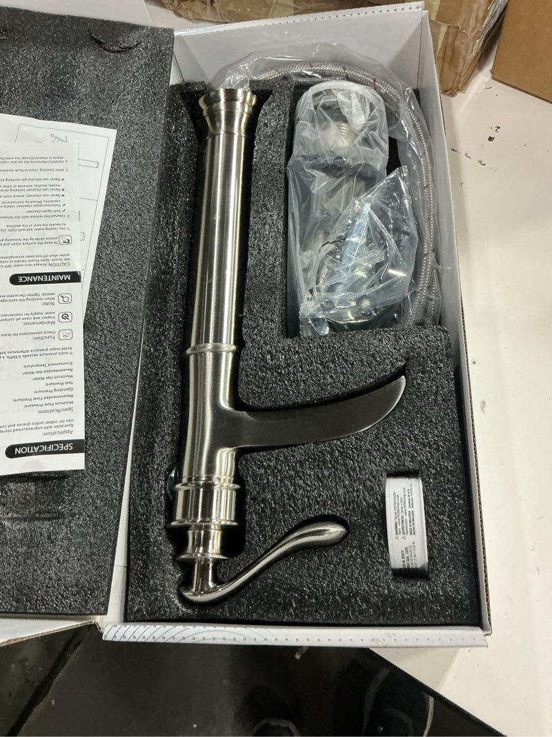 Condition photo showing Good Condition for bwe waterfall vessel sink faucet brushed nickel bathroom faucet single handle tall single hole bathroom sink faucet commercial mixer tap with pop up drain assembly and supply line