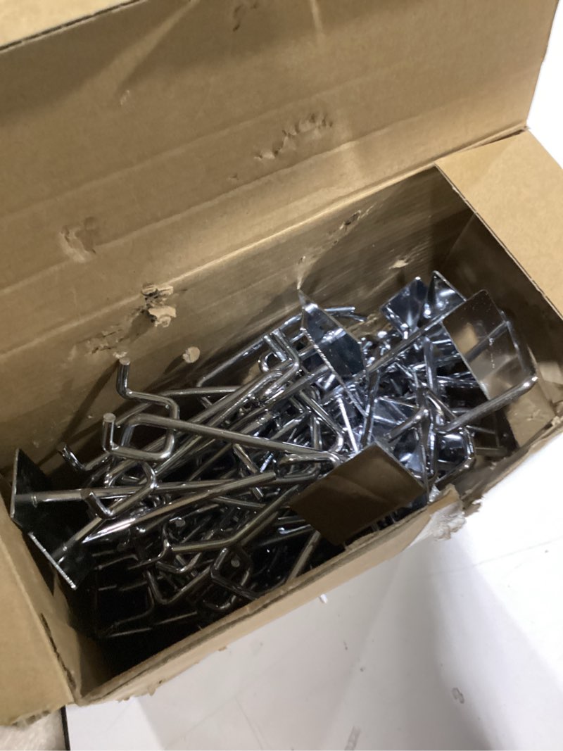 Condition photo showing New/Like New for Zonon 50 Pack 4 Inch Pegboard Scanner Hooks with Label Holder Price Tag Holders Galvanized Metal Peg Board Hooks for Retail Store Shop Supermarket Display Hanging Pegboard Wall Accessories