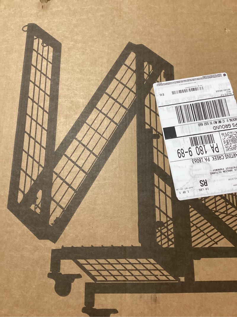 Condition photo showing New/Like New for foldable grid wall panels, gridwall panels with folding baskets, tool-free assembly and folding, for storage and retail merchandise display (white)