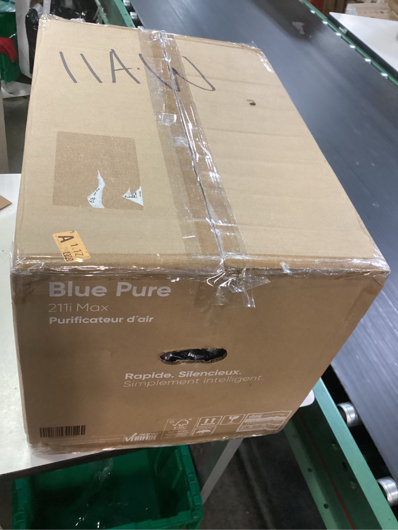 Condition photo showing New/Like New for blueair air purifier 211i max for large rooms & home - odor eliminating cleans up to 3385 ft², hepasilent, smart wifi, auto mode, doubles as table, removes dust, smoke, pet hair, aham verified, blue signature