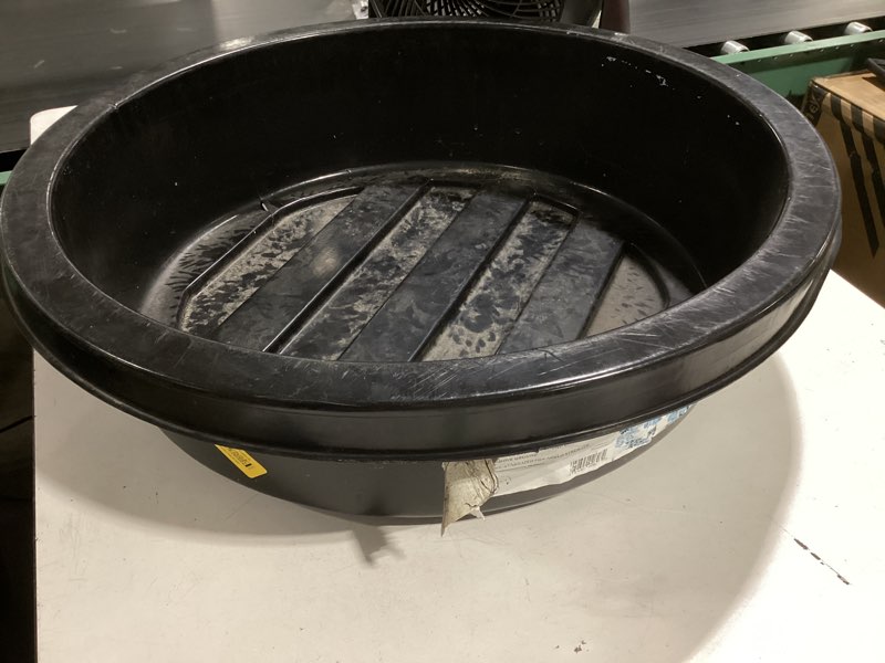 Condition photo showing As Is for shape products 2.16-ft l x 2.16-ft w black hdpe fish pond liner ( 9-gallon )