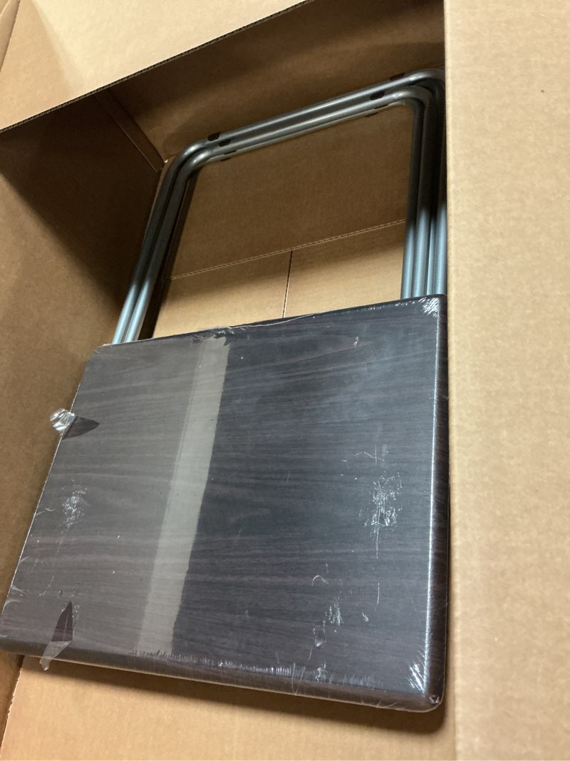 Condition photo showing Good Condition for Garden 4 you Folding TV Tray Table on Bed & Sofa,TV Dinner Tray with Sturdy MDF,25In Portable Table with No Assembly Required ?Walnut,2PC? 2pcs Walnut