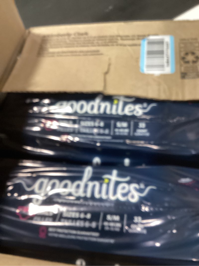 Condition photo showing New/Like New for goodnites girls' bedwetting underwear, size s/m (43-68 lbs), 99 ct (3 packs of 33), packaging may vary small/medium 99