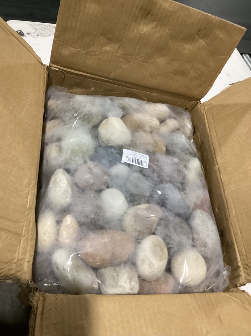 Condition photo showing Good Condition for 40 lbs garden rocks mexican beach pebbles, 3-4 inch decorative large river rocks for landscaping aquarium yard garden paving large plant crafting and walkways