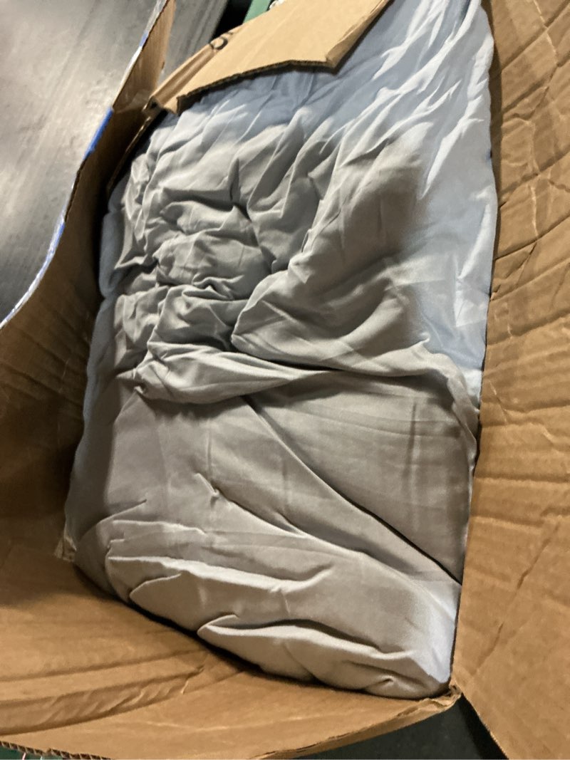 Condition photo showing Good Condition for bonlino king size comforter set bedding - ruched light grey comforter king bed set boho shabby chic comforter fluffy 3 piece ruffle comforter set pillow girl bedding soft and luxury light grey oversized king