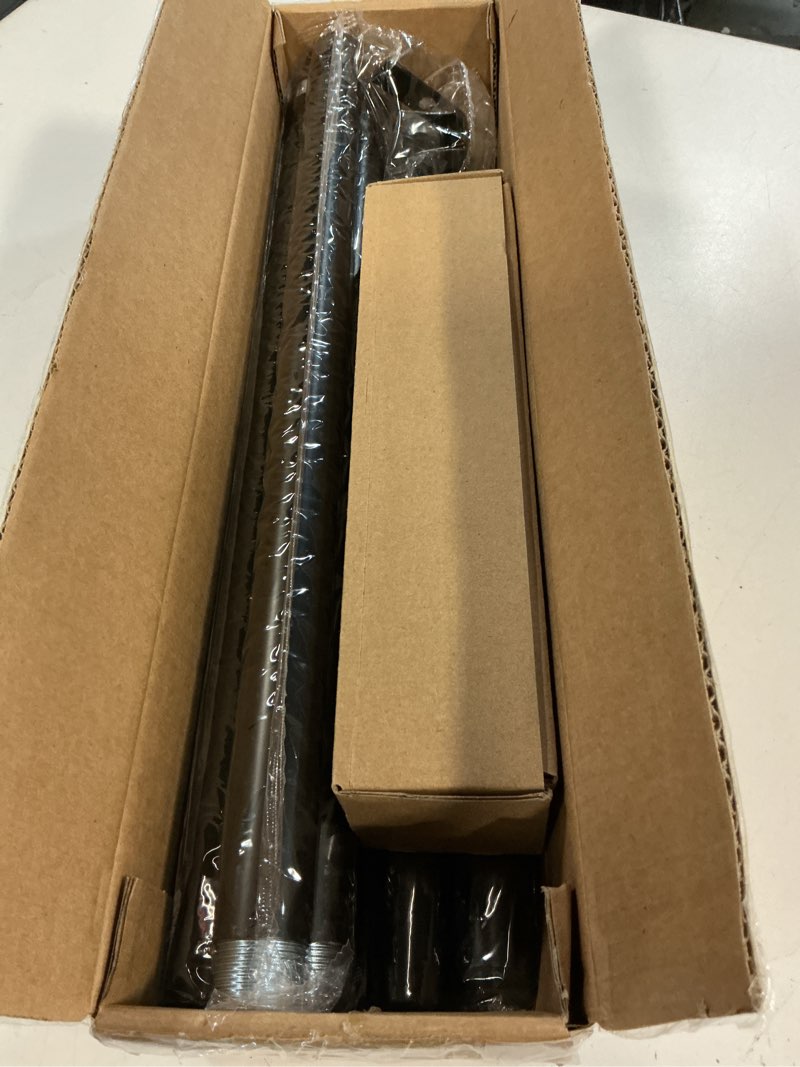 Condition photo showing New/Like New for black curtain rods for windows 66 to 120 inches adjustable decorative 1 inch diameter single window curtain rod set with classic finials, black with gold finishing 28"-120" black