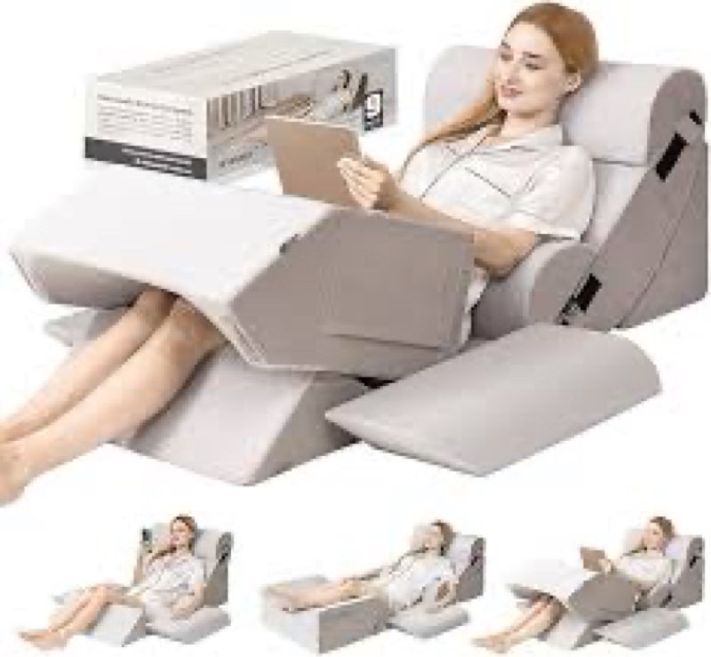 9PCS Orthopedic Bed Wedge Pillow Set for After Surgery Recovery, Body Positioners for Back and Leg P