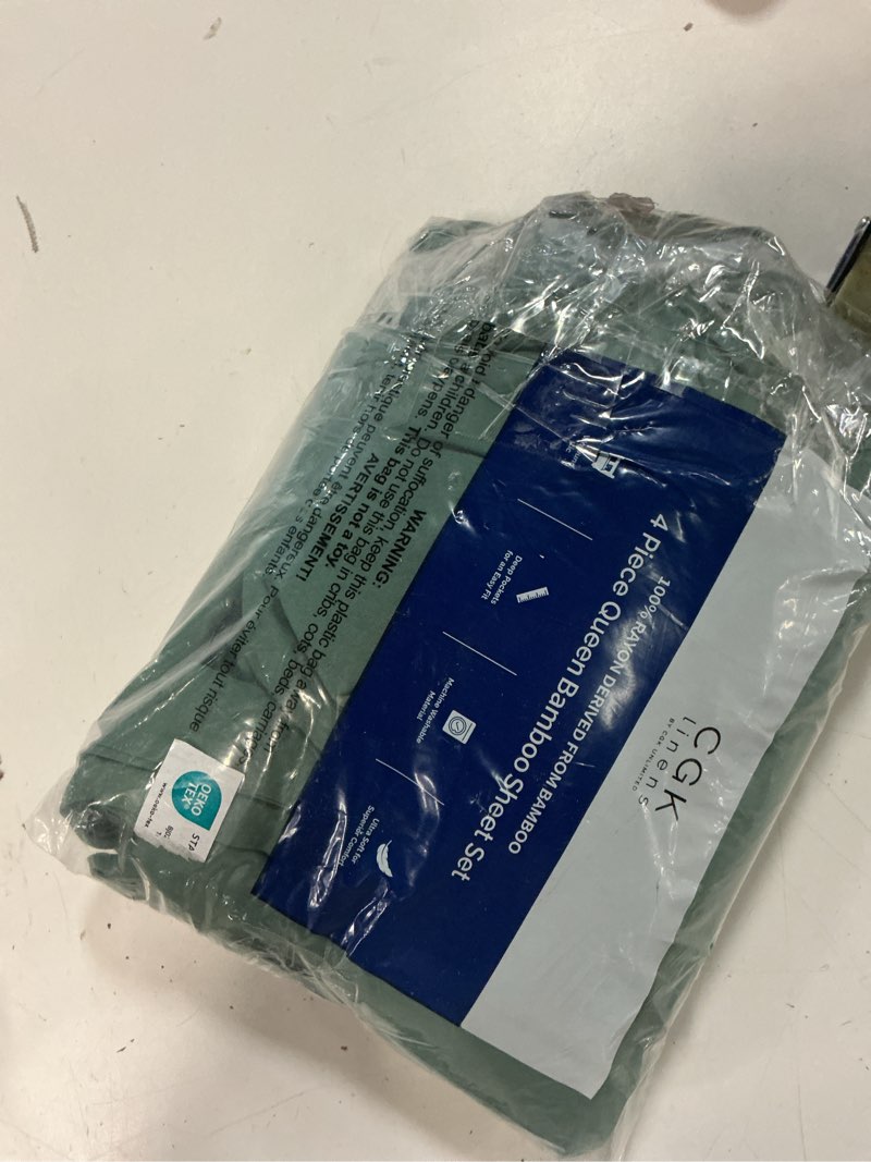 Condition photo showing Good Condition for 100% rayon derived from bamboo - bamboo sheets queen size - cooling sheets for queen - soft, breathable hotel luxury bedding - 1 flat, 1 fitted & 2 pillowcases w/ 18 inch deep pockets - emerald green 06 - emerald green queen