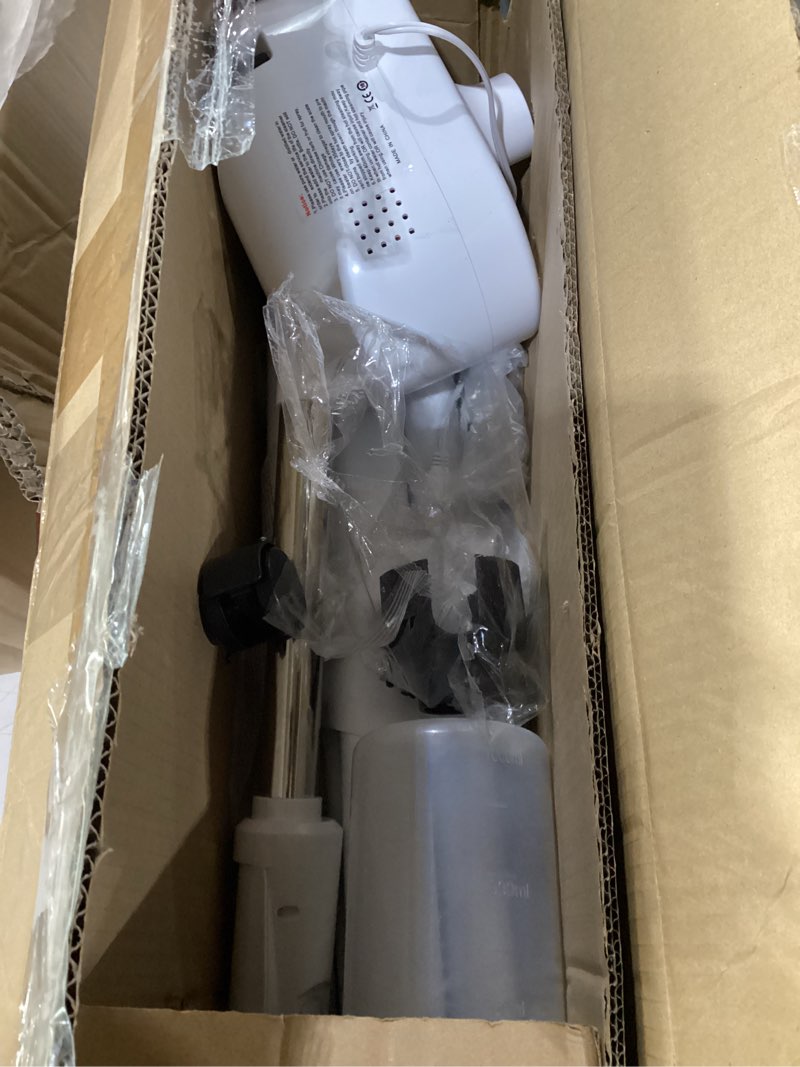 Condition photo showing As Is for as is professional facial steamer, facial steamer with hot mist and timer function for deep hydration, height adjustable face steamer on wheels with touch screen and rotatable nozzle for salon spa home use