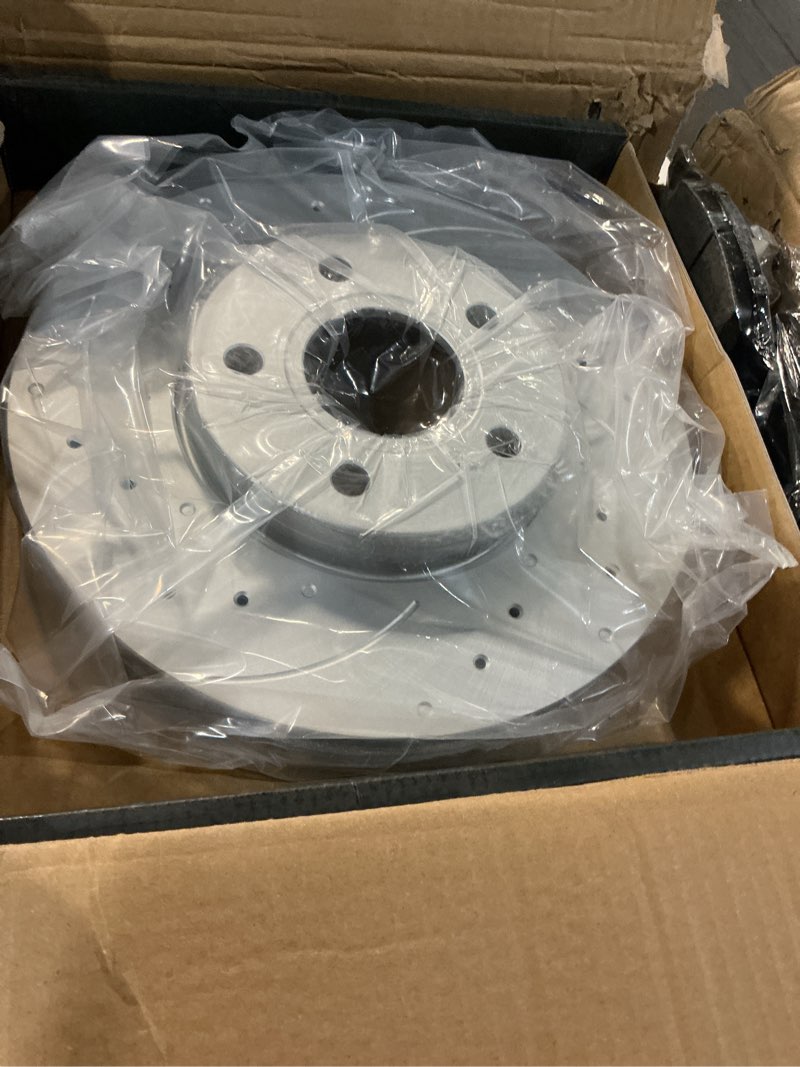 Condition photo showing New/Like New for front brake pads and rotors kit compatible with 2002-2005 chevrolet trailblazer, gmc envoy, automotive replacement brake kits 55069 d882-7759 geomet drilled and slotted rotors 305mm(12in) front for 2002-2005 trailblazer front