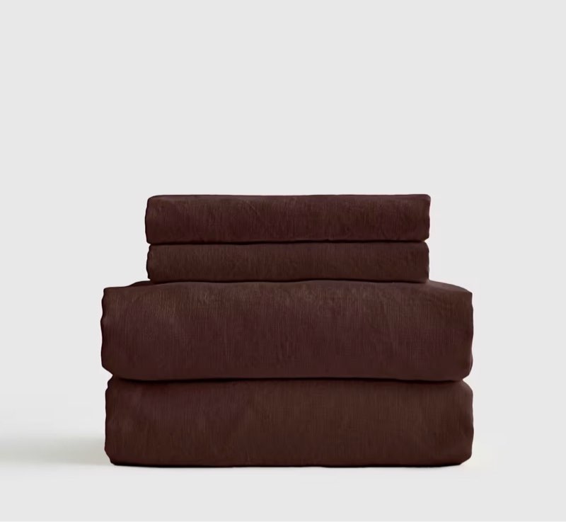 quince organic brushed cotton sheet set, king, espresso
