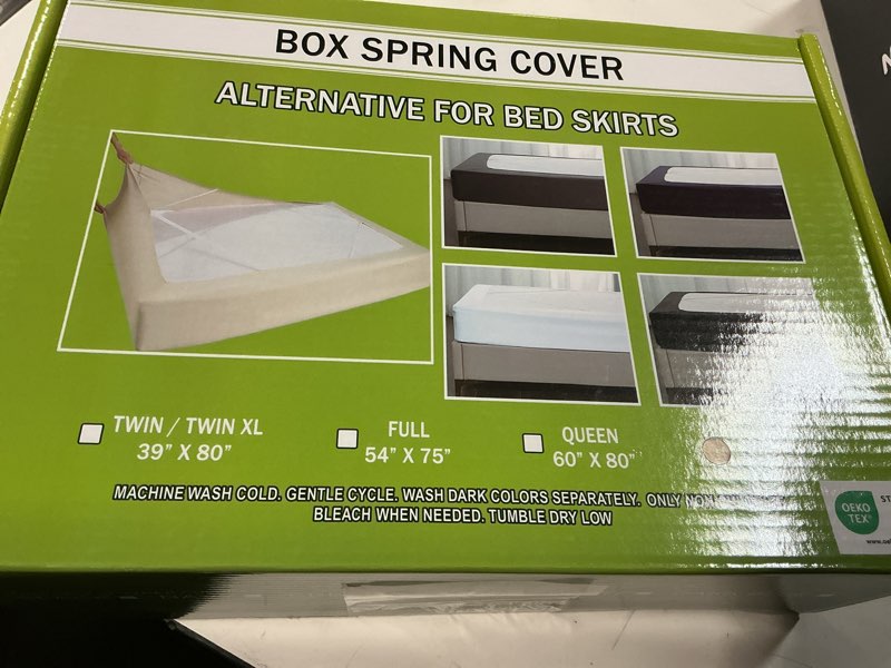 Condition photo showing New/Like New for elegant comfort box spring cover - stretchy and snug fit wrap around 4 sides bed skirt - jersey knit