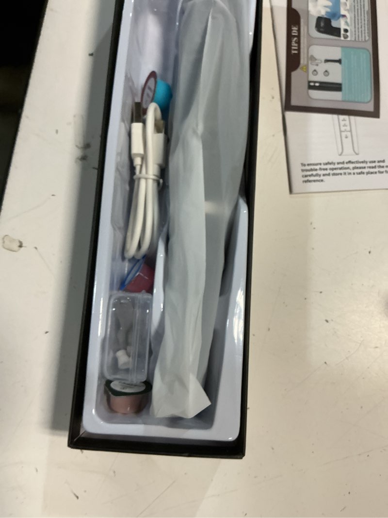 Condition photo showing Good Condition for tooth polisher, rechargeable tooth whitening kit for teeth cleaning and whitening, with 3 tooth polish paste and 5 brush heads, led light, easy to use at-home personal dental care kit (black)