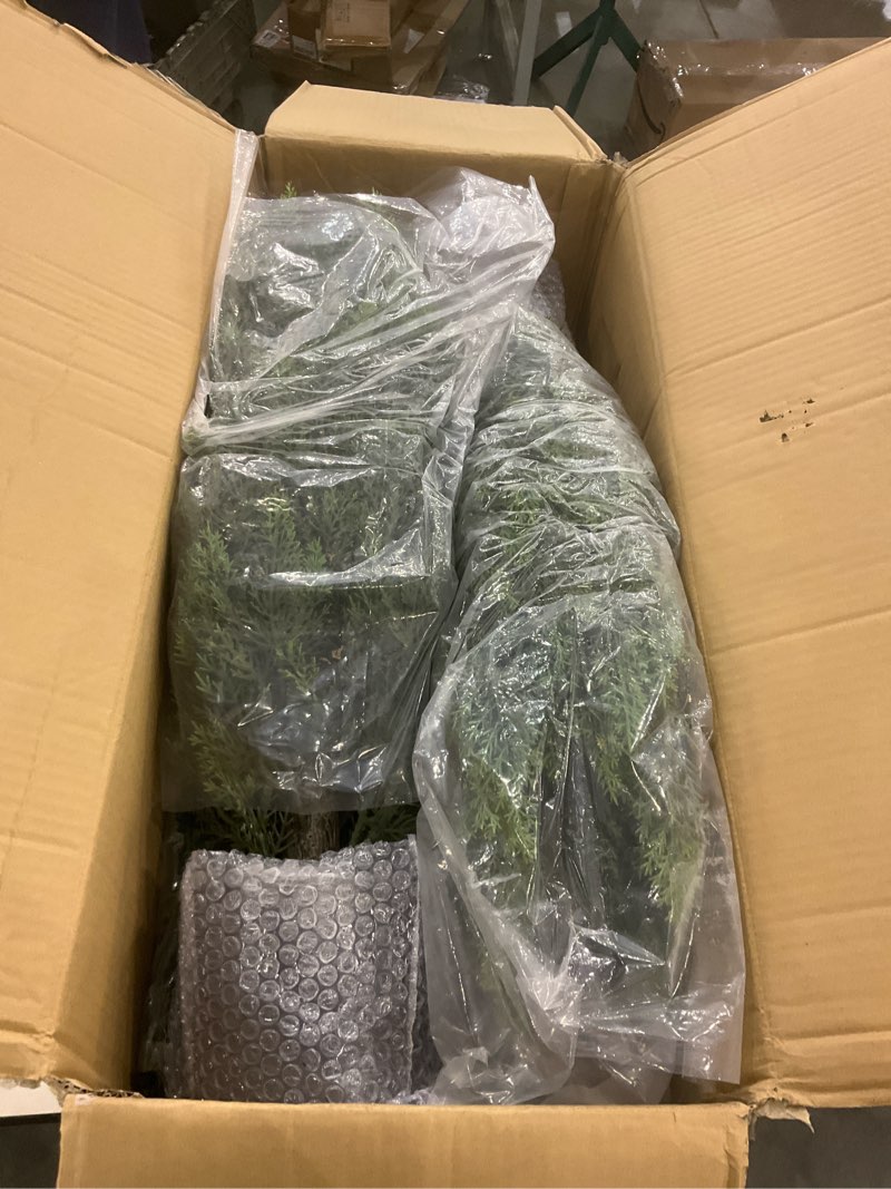 Condition photo showing New/Like New for 4FT Artificial Topiary Tree Realistic Faux Cedar Pines Christmas Trees UV Rated Fake Shrubs for Front Porch Faux Plants Indoor and Outdoor Decor (2 Pack)