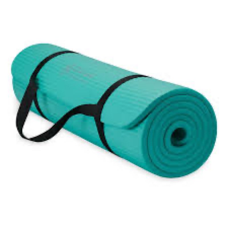 Gaiam Essentials Thick Yoga Mat Fitness & Exercise Mat with Easy-Cinch Yoga Mat Carrier Strap, 72"L x 24"W x 2/5 Inch Thick