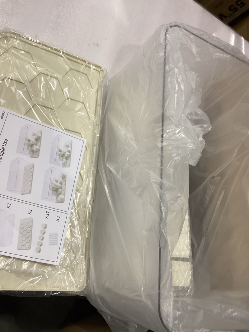 Condition photo showing New/Like New for Yesesion Extra Large Display Cases for Figures Under 7 inches Tall, Plastic Collectibles Showcase with 17pcs Cube, Stackable Storage Box with Lid for Model Car, Doll, Toy, Souvenir Stand, 2 Pack